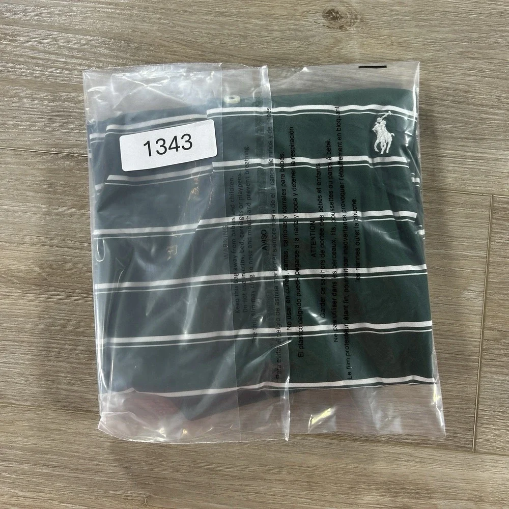 Polo Ralph Lauren Medium Performance Shirt Green Striped Golf Stretch Pony Logo